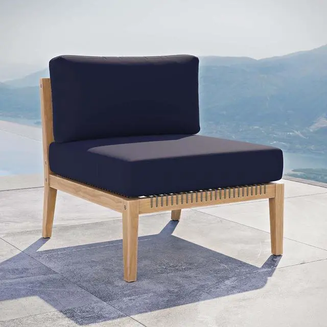 Alt view image 7 of 7 - Clearwater Outdoor Patio Teak Wood Armless Chair Gray Light Brown EEI-5856-GRY-LBR