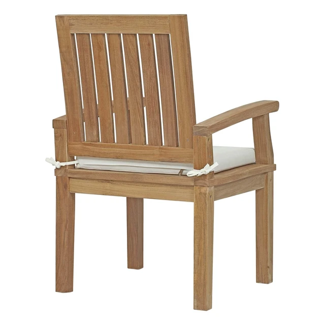 Alt view image 10 of 13 - Marina 7 Piece Outdoor Patio Teak Outdoor Dining Set - Natural White