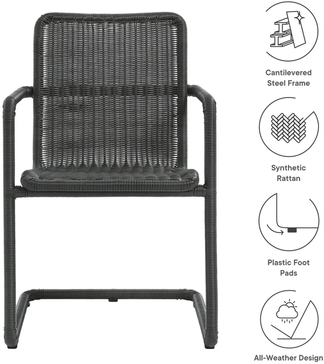 Alt view image 2 of 7 - Abacus Outdoor Patio Wicker Dining Chairs Set of 2