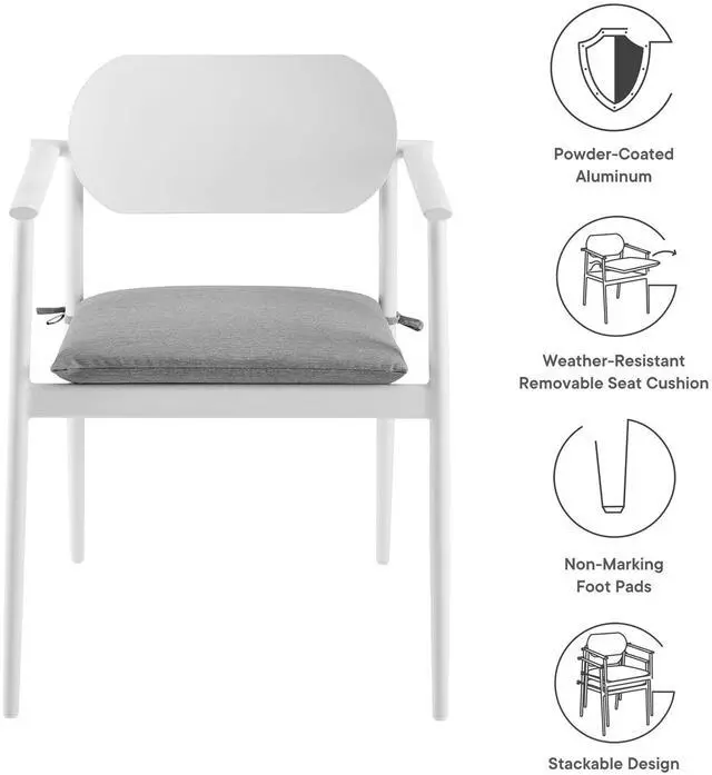 Main image of Aeris Stackable Outdoor Patio Aluminum Dining Armchair Set of 2