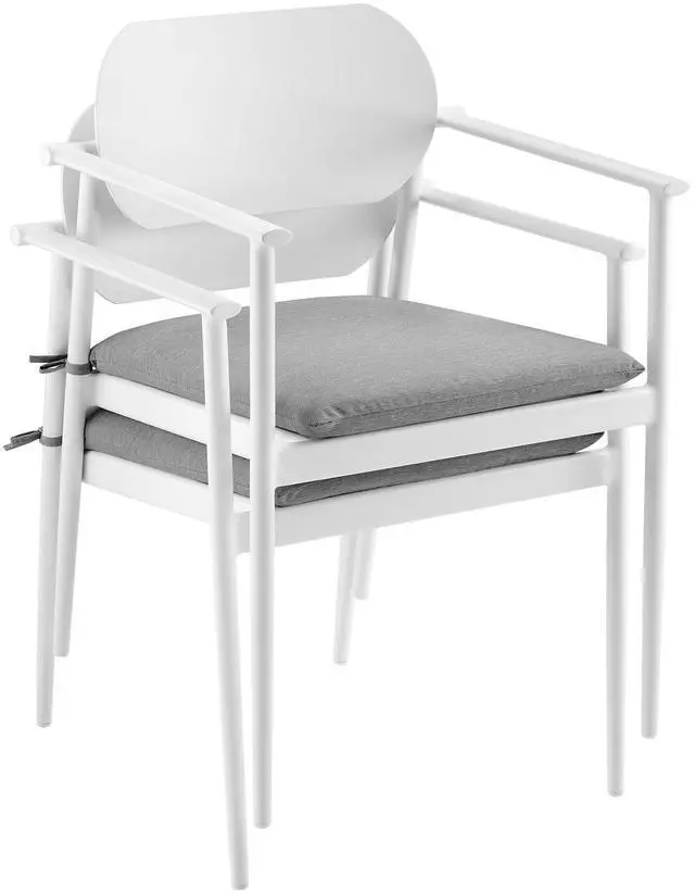 Alt view image 7 of 7 - Aeris Stackable Outdoor Patio Aluminum Dining Armchair Set of 2