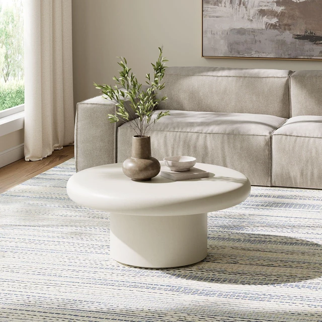 Alt view image 6 of 7 - Argos and Alora Indoor - Outdoor Patio Concrete Round Coffee Table