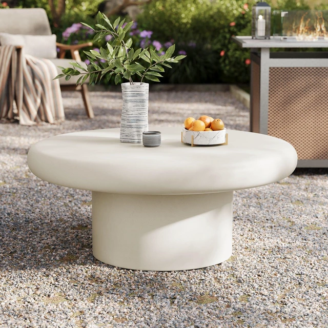 Alt view image 7 of 7 - Argos and Alora Indoor - Outdoor Patio Concrete Round Coffee Table