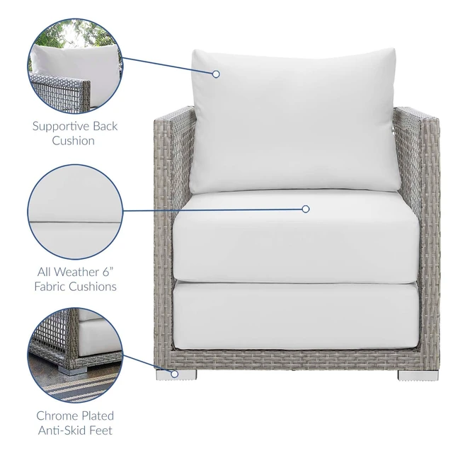 Alt view image 8 of 13 - Aura Rattan Outdoor Patio Armchair - Gray Gray
