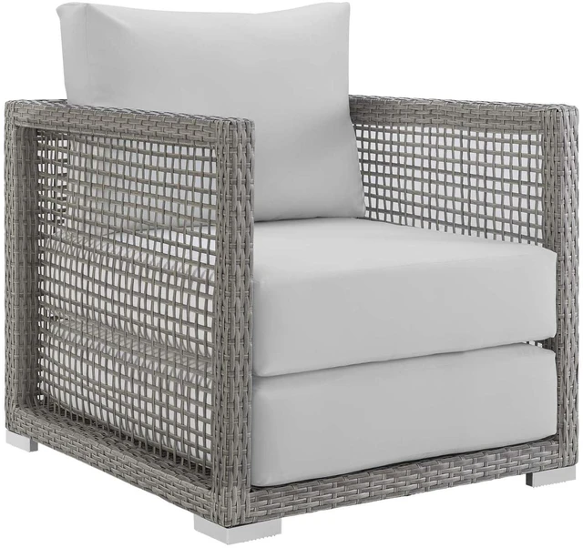 Alt view image 7 of 13 - Aura Rattan Outdoor Patio Armchair - Gray Gray