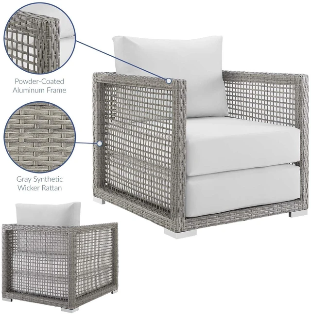 Alt view image 9 of 13 - Aura Rattan Outdoor Patio Armchair - Gray Gray