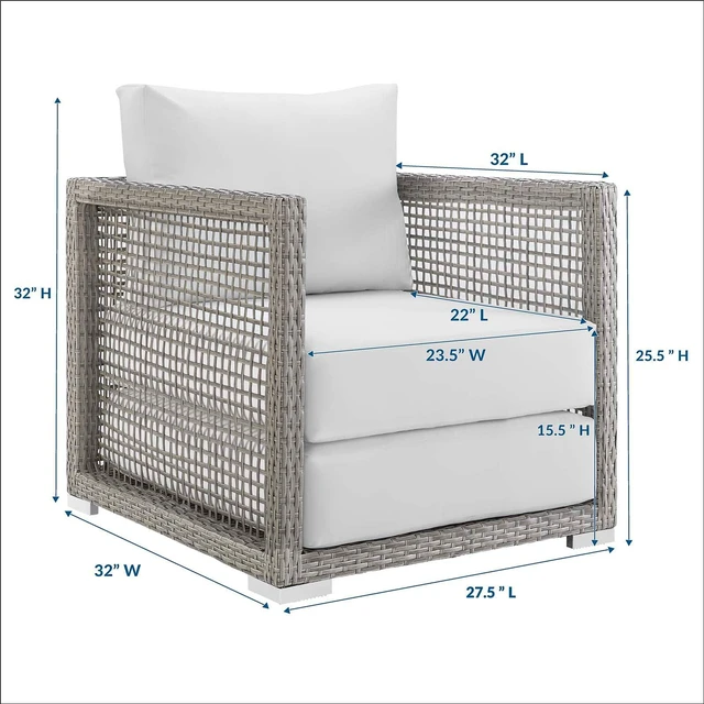 Alt view image 10 of 13 - Aura Rattan Outdoor Patio Armchair - Gray Gray