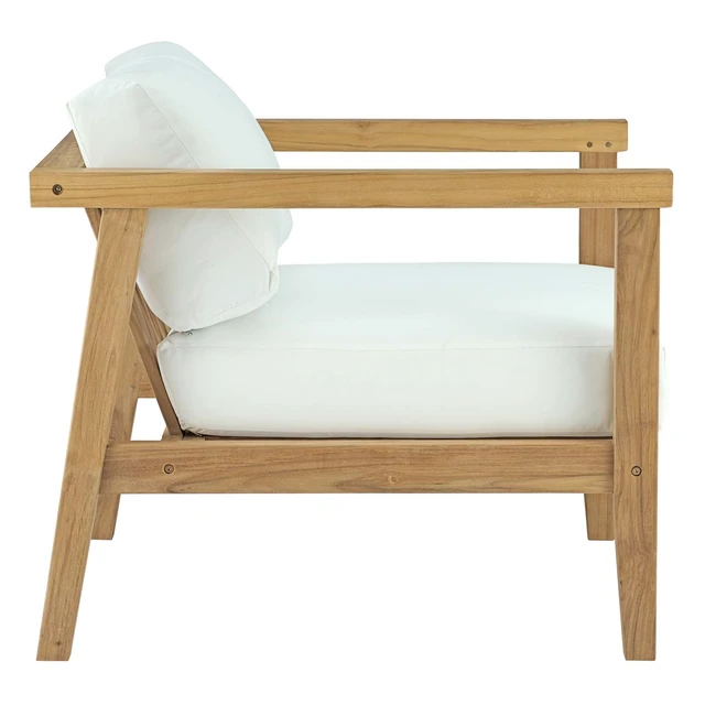 Alt view image 3 of 7 - Bayport 5 Piece Outdoor Patio Teak Set Natural White