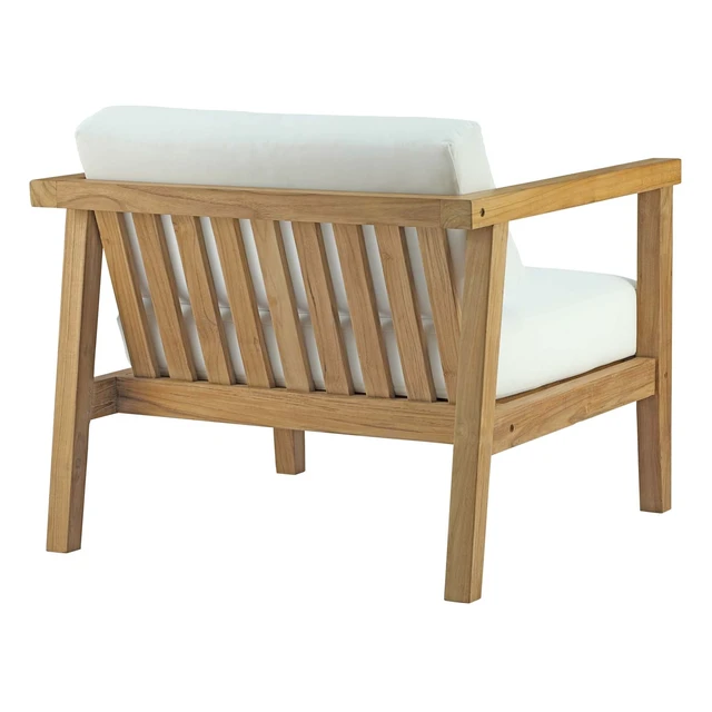 Alt view image 4 of 7 - Bayport 5 Piece Outdoor Patio Teak Set Natural White