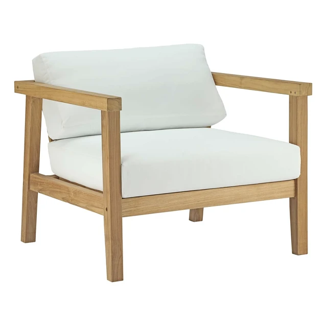 Alt view image 2 of 7 - Bayport 8 Piece Outdoor Patio Teak Set Natural White