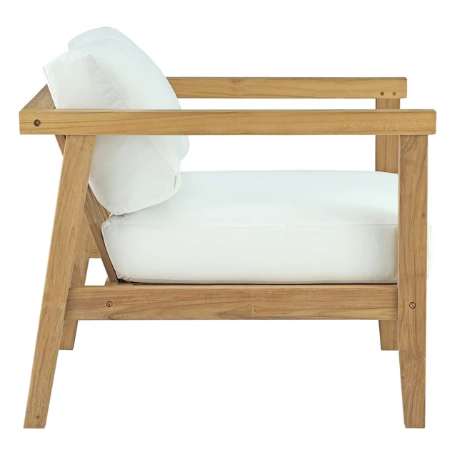 Alt view image 3 of 7 - Bayport 8 Piece Outdoor Patio Teak Set Natural White