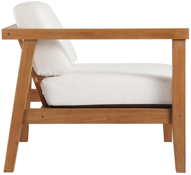 Alt view image 2 of 6 - Bayport Outdoor Patio Teak Wood Left-Arm Chair Natural White
