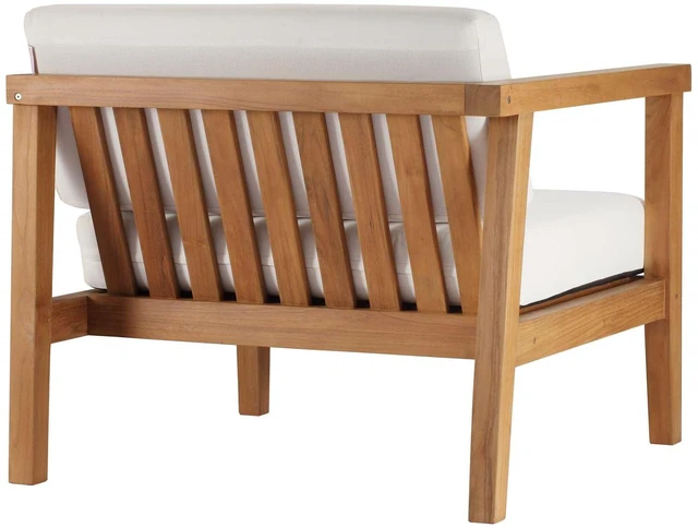 Alt view image 3 of 6 - Bayport Outdoor Patio Teak Wood Left-Arm Chair Natural White