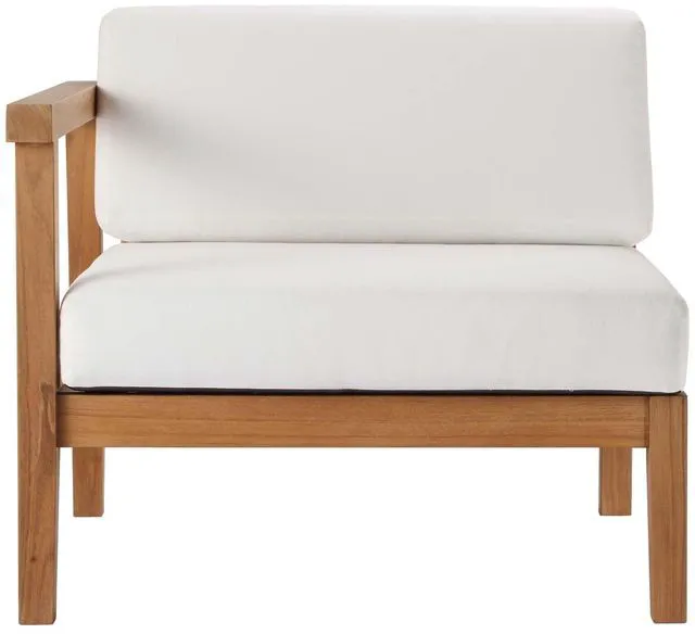 Alt view image 4 of 6 - Bayport Outdoor Patio Teak Wood Left-Arm Chair Natural White
