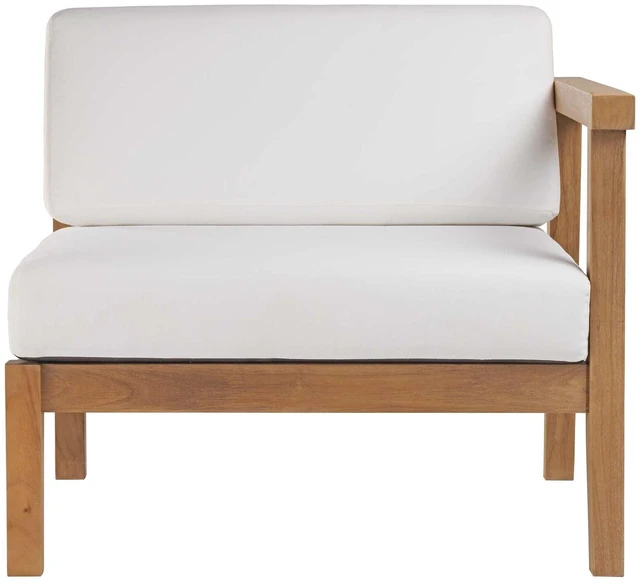 Alt view image 4 of 6 - Bayport Outdoor Patio Teak Wood Right-Arm Chair Natural White