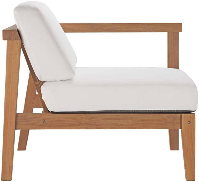 Alt view image 2 of 6 - Bayport Outdoor Patio Teak Wood Right-Arm Chair Natural White