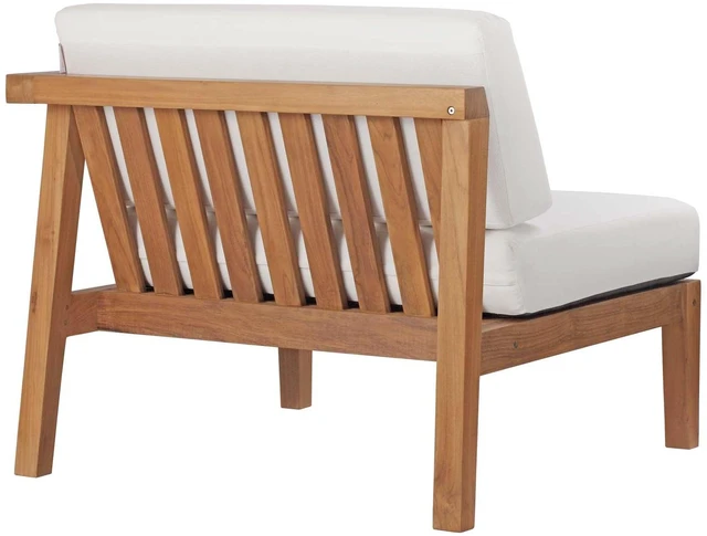 Alt view image 3 of 6 - Bayport Outdoor Patio Teak Wood Right-Arm Chair Natural White