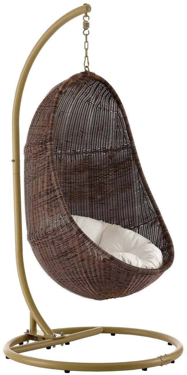Main image of Bean Outdoor Patio Wood Swing Chair With Stand