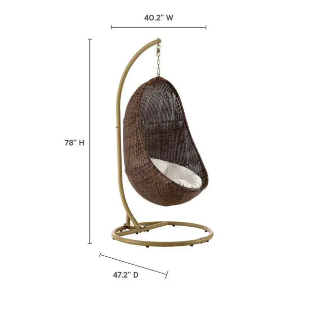 Alt view image 2 of 7 - Bean Outdoor Patio Wood Swing Chair With Stand