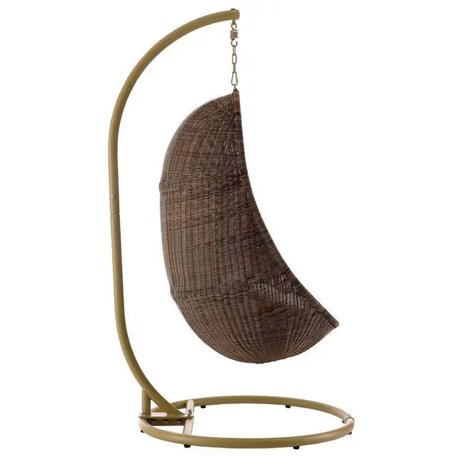 Alt view image 4 of 7 - Bean Outdoor Patio Wood Swing Chair With Stand