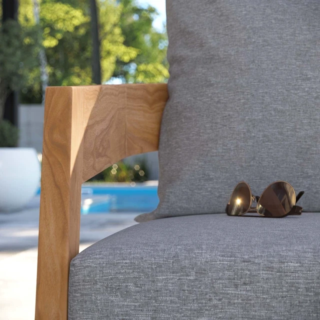 Alt view image 13 of 13 - Brisbane Teak Wood Outdoor Patio Armchair