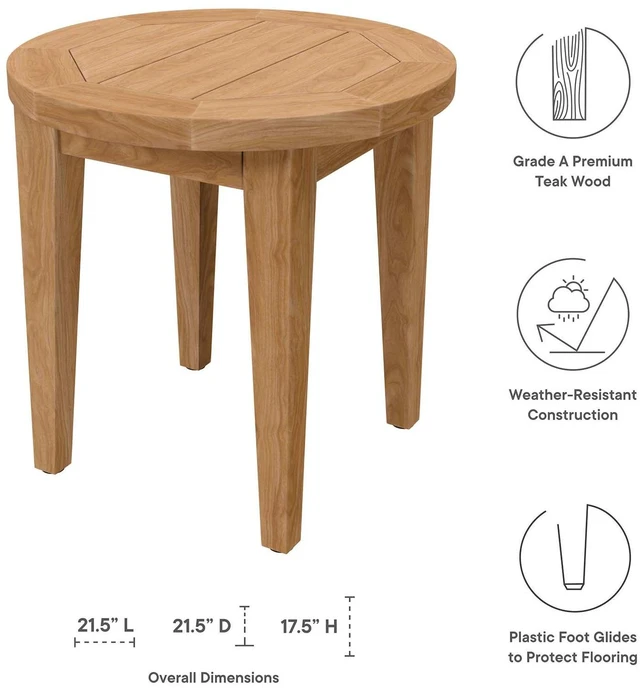 Alt view image 12 of 13 - Brisbane Teak Wood Outdoor Patio Side Table