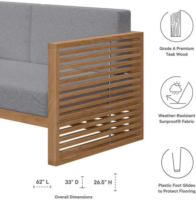 Alt view image 12 of 13 - Carlsbad Teak Wood Outdoor Patio Loveseat