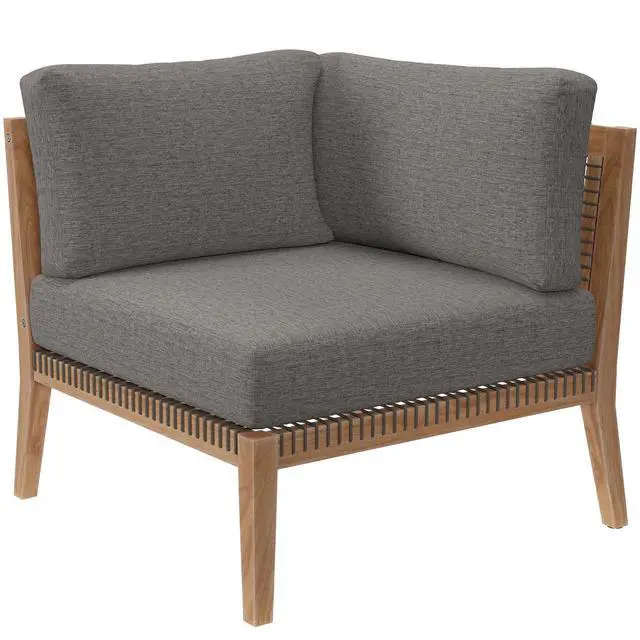 Alt view image 3 of 7 - Clearwater Outdoor Patio Teak Wood 5-Piece Sectional Sofa Gray Graphite EEI-6123-GRY-GPH