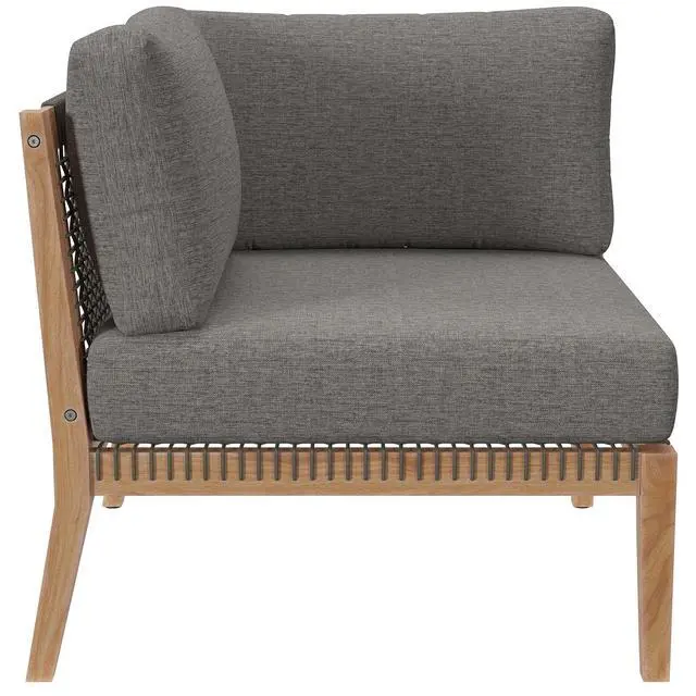Alt view image 5 of 7 - Clearwater Outdoor Patio Teak Wood 5-Piece Sectional Sofa Gray Graphite EEI-6123-GRY-GPH