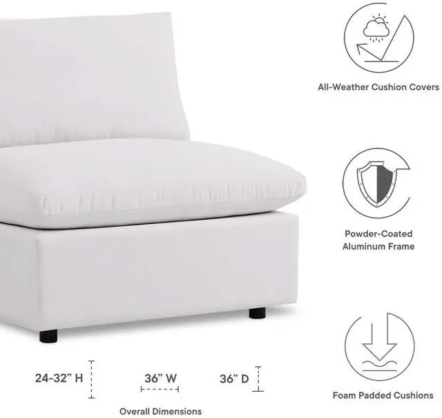 Alt view image 10 of 11 - Commix Overstuffed Outdoor Patio Armless Chair
