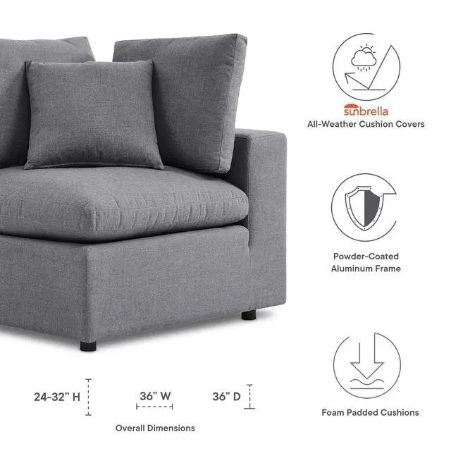 Alt view image 5 of 7 - Commix Overstuffed Outdoor Patio Corner Chair