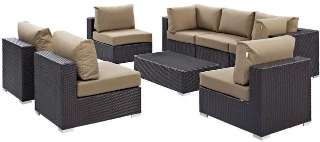 Main image of Convene 8 Piece Outdoor Patio Sectional Set Espresso