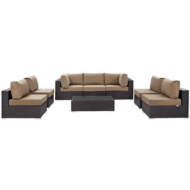 Alt view image 2 of 7 - Convene 8 Piece Outdoor Patio Sectional Set Espresso