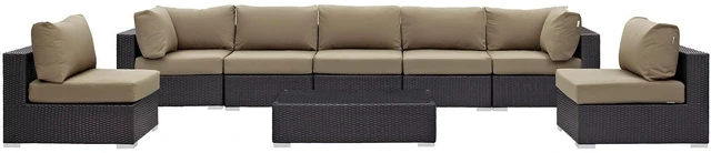 Alt view image 3 of 7 - Convene 8 Piece Outdoor Patio Sectional Set Espresso