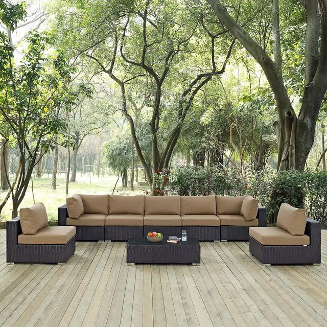 Alt view image 7 of 7 - Convene 8 Piece Outdoor Patio Sectional Set Espresso