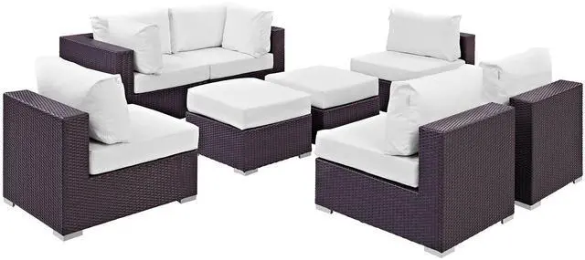 Alt view image 2 of 7 - Convene 8 Piece Outdoor Patio Sectional Set Espresso