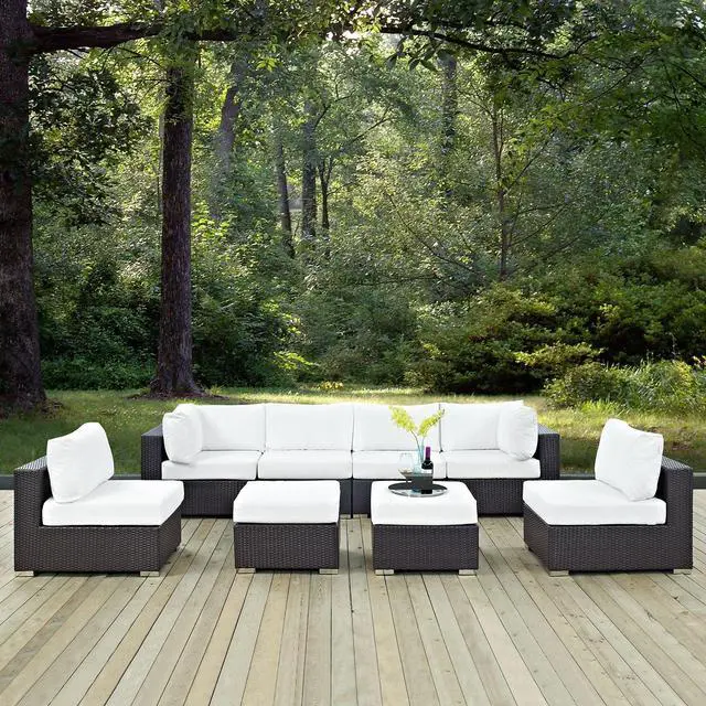 Alt view image 7 of 7 - Convene 8 Piece Outdoor Patio Sectional Set Espresso