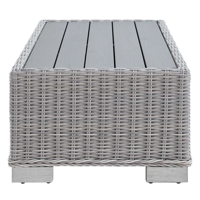 Alt view image 8 of 13 - Conway 32" Outdoor Patio Wicker Rattan Coffee Table Light Gray