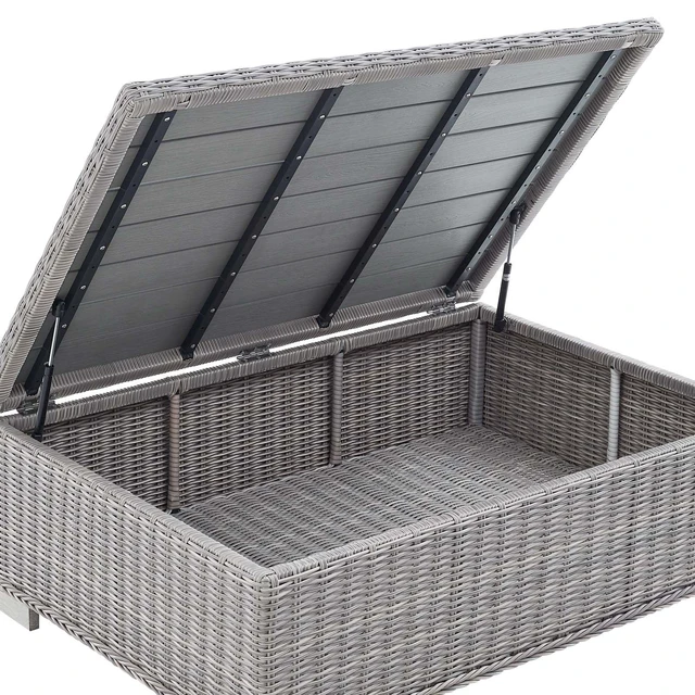Alt view image 9 of 13 - Conway 45" Outdoor Patio Wicker Rattan Coffee Table Light Gray