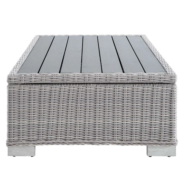 Alt view image 8 of 13 - Conway 45" Outdoor Patio Wicker Rattan Coffee Table Light Gray