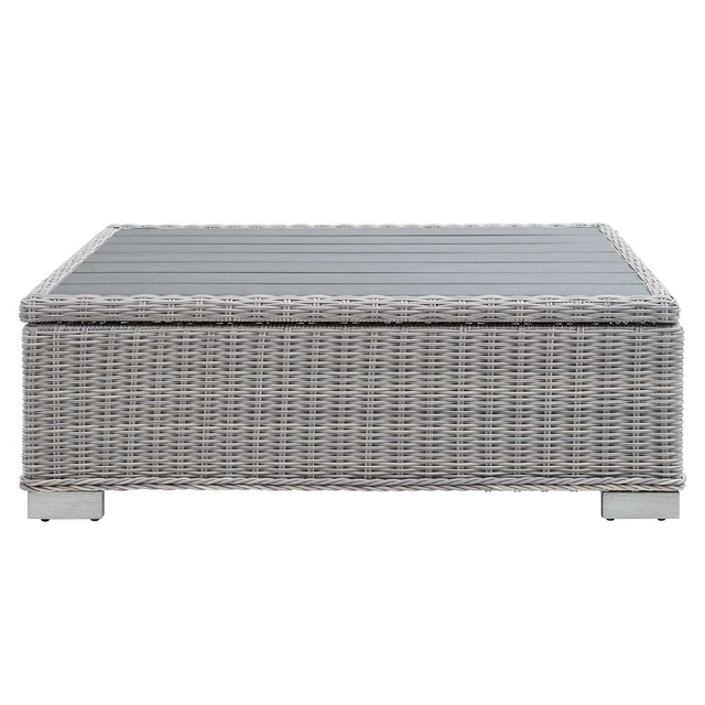 Alt view image 10 of 13 - Conway 45" Outdoor Patio Wicker Rattan Coffee Table Light Gray