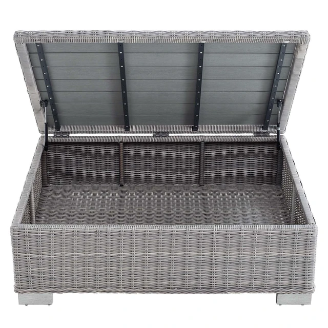 Alt view image 11 of 13 - Conway 45" Outdoor Patio Wicker Rattan Coffee Table Light Gray