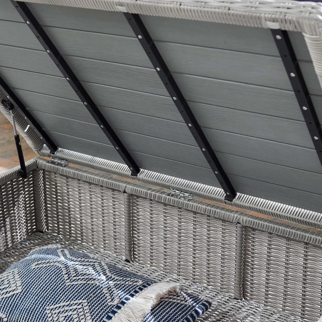Alt view image 13 of 13 - Conway 45" Outdoor Patio Wicker Rattan Coffee Table Light Gray