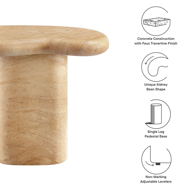 Alt view image 3 of 7 - Elowen Indoor - Outdoor Patio Textured Faux Travertine Side Table