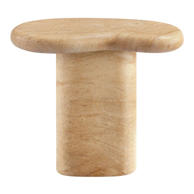 Alt view image 7 of 7 - Elowen Indoor - Outdoor Patio Textured Faux Travertine Side Table