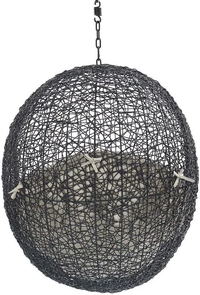 Alt view image 10 of 13 - Encase Sunbrella Fabric Swing Outdoor Patio Lounge Chair Without Stand Black Navy