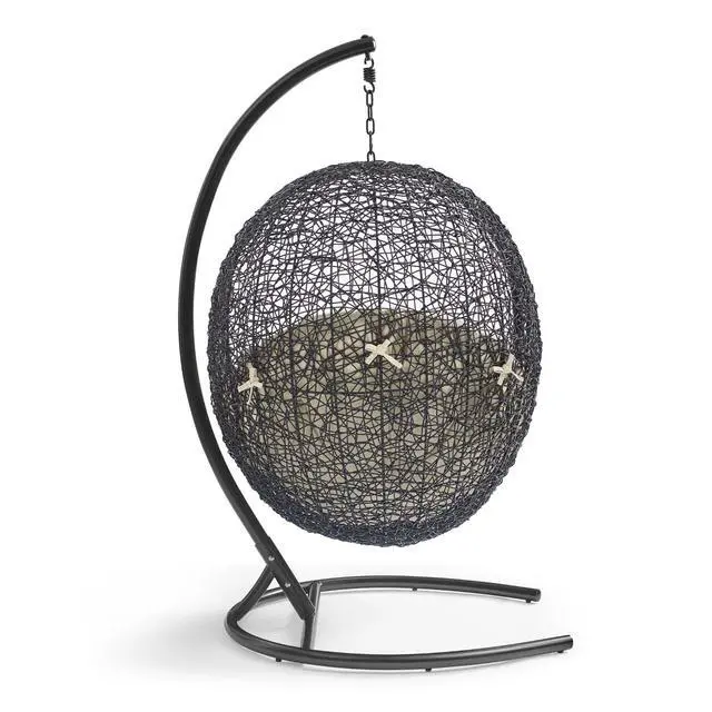 Alt view image 9 of 13 - Encase Sunbrella Swing Outdoor Patio Lounge Chair Black Navy