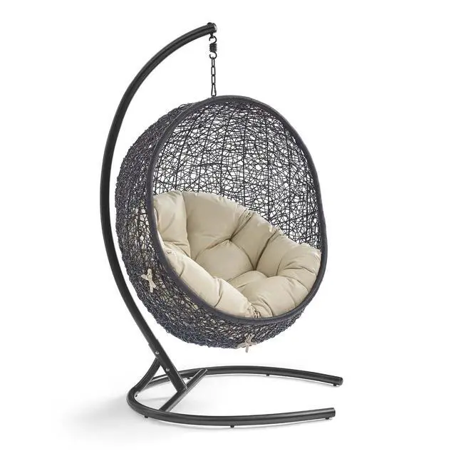 Alt view image 7 of 13 - Encase Sunbrella Swing Outdoor Patio Lounge Chair Black Navy