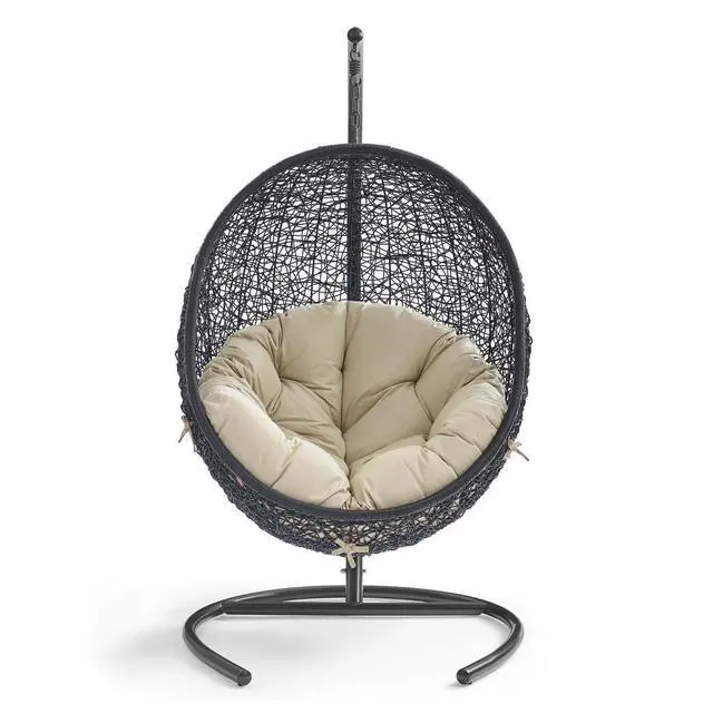 Alt view image 10 of 13 - Encase Sunbrella Swing Outdoor Patio Lounge Chair Black Navy