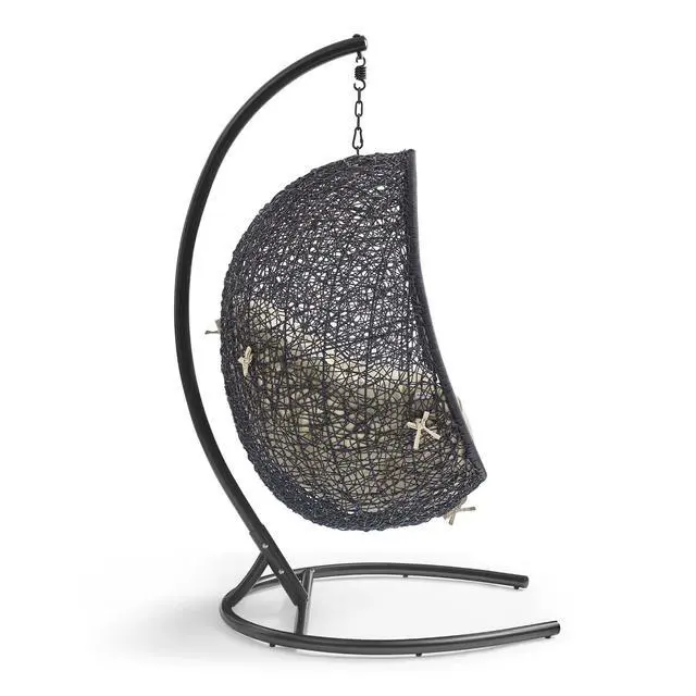 Alt view image 8 of 13 - Encase Sunbrella Swing Outdoor Patio Lounge Chair Black Navy